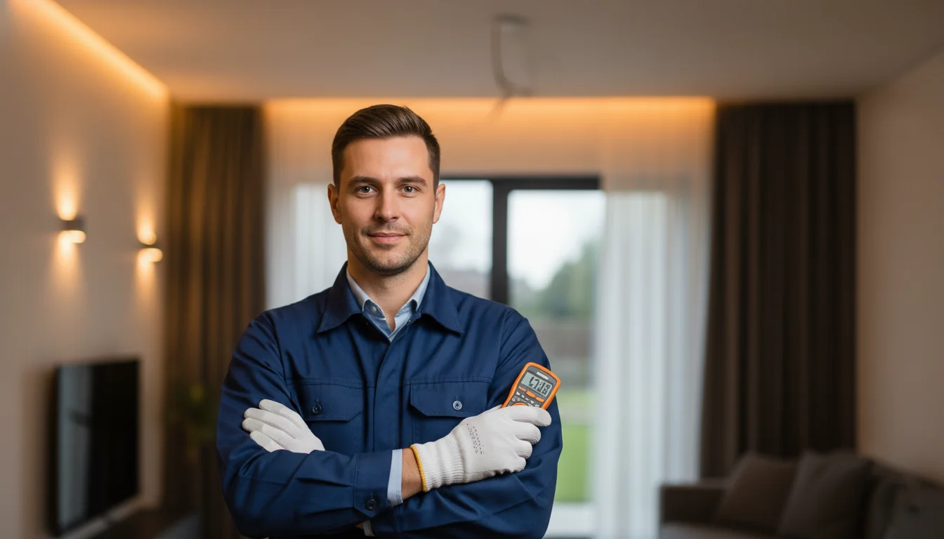 Professional Electrician Working on Electrical Panel